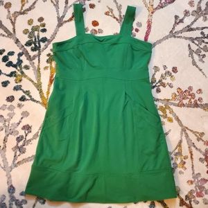 Lands' End. Green Tank Dress with Pockets. Size 18. Cotton Blend Knit.